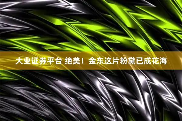 大业证券平台 绝美！金东这片粉黛已成花海